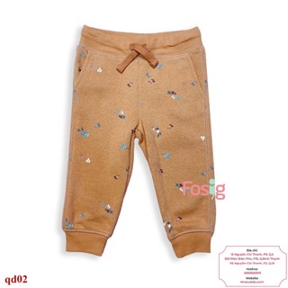 Quần dài nỉ oskos bé gái - nâu hoa xanh