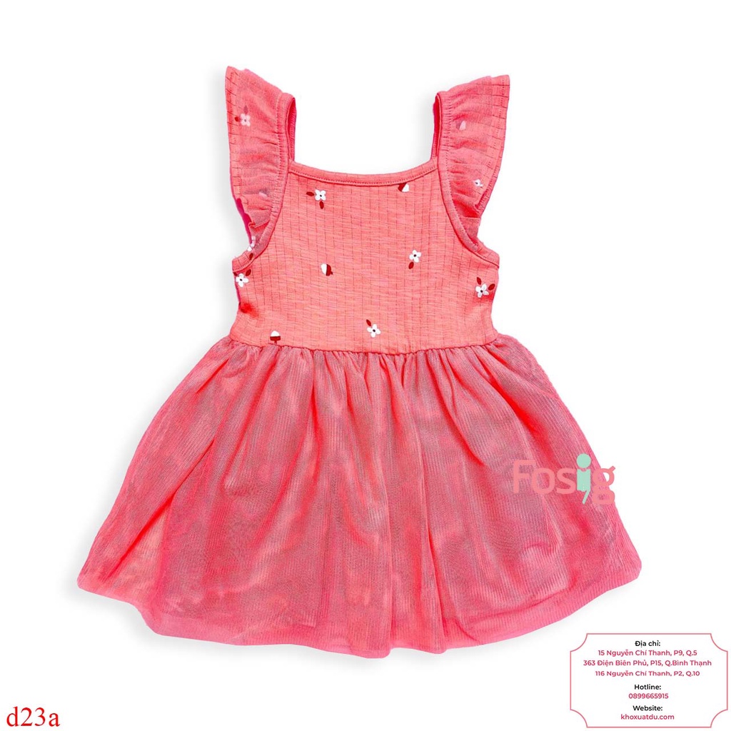 Đầm Cánh Tiên Voan CJ130 Bé Gái - Cam Hoa Trắng