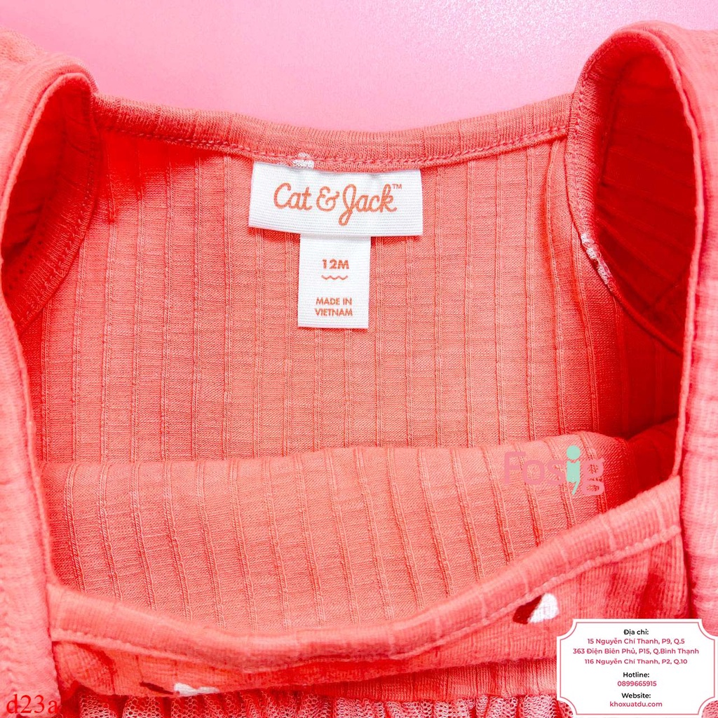 Đầm Cánh Tiên Voan CJ130 Bé Gái - Cam Hoa Trắng