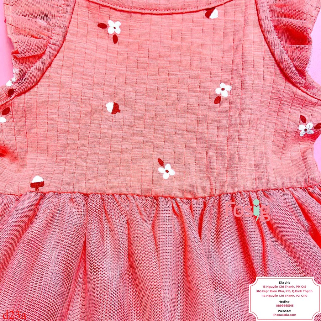 Đầm Cánh Tiên Voan CJ130 Bé Gái - Cam Hoa Trắng