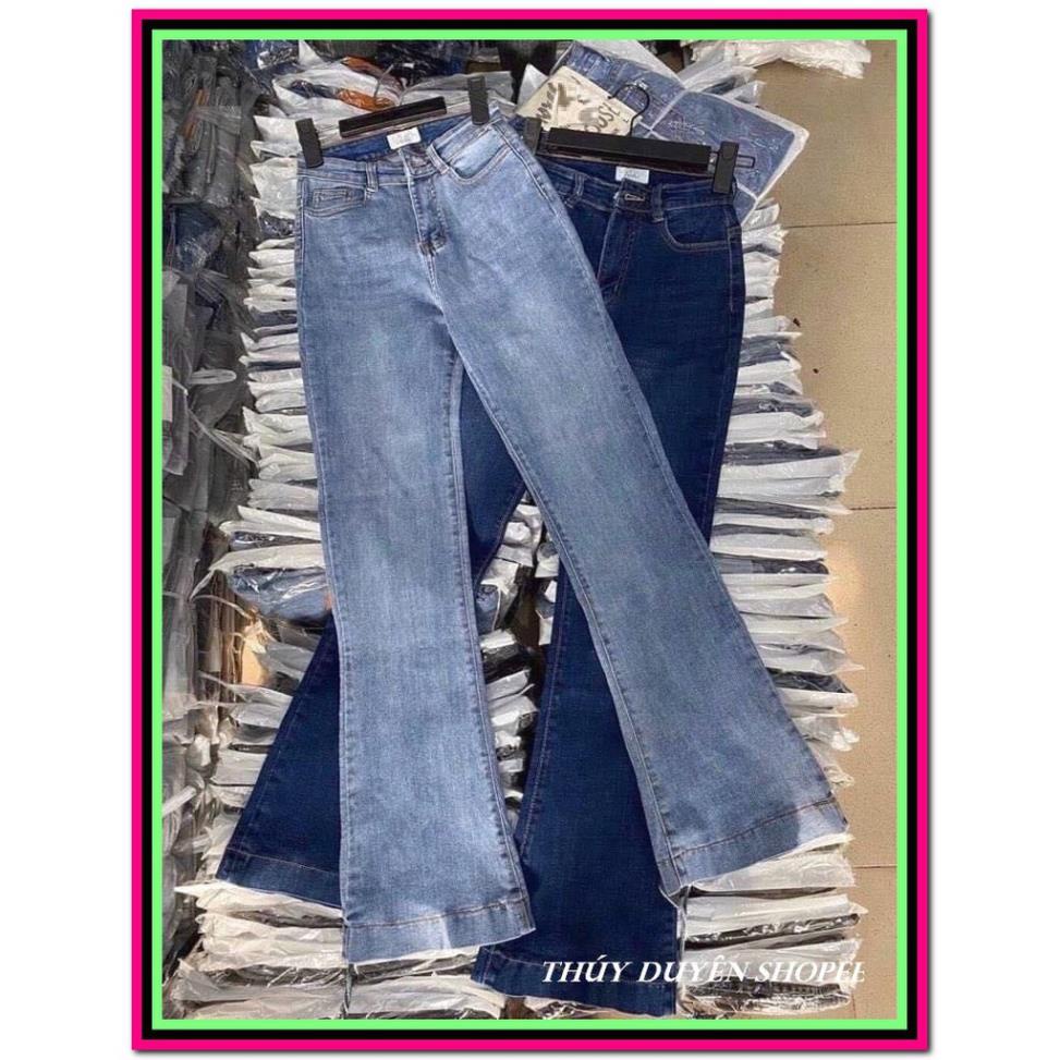 Quần jeans nữ ống loe, quầng bò nữ ống loe màu xanh sáng phối râu mèo rách đùi trước siêu xinh HT 37 | BigBuy360 - bigbuy360.vn