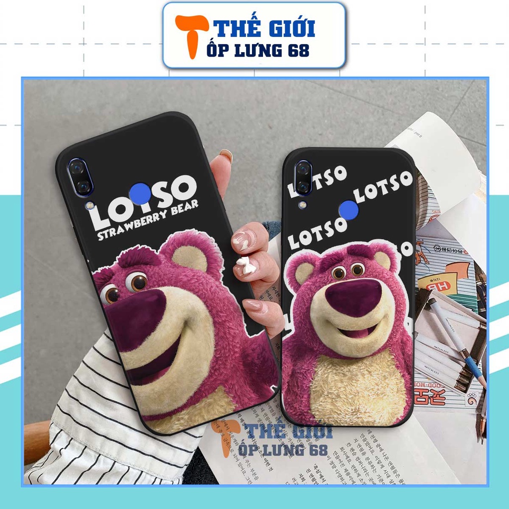 Ốp cạnh vuông Huawei Nova 3 / 3i / 3e silicon hình gấu dâu lotso thời trang, ốp TPU dẻo rẻ đẹp