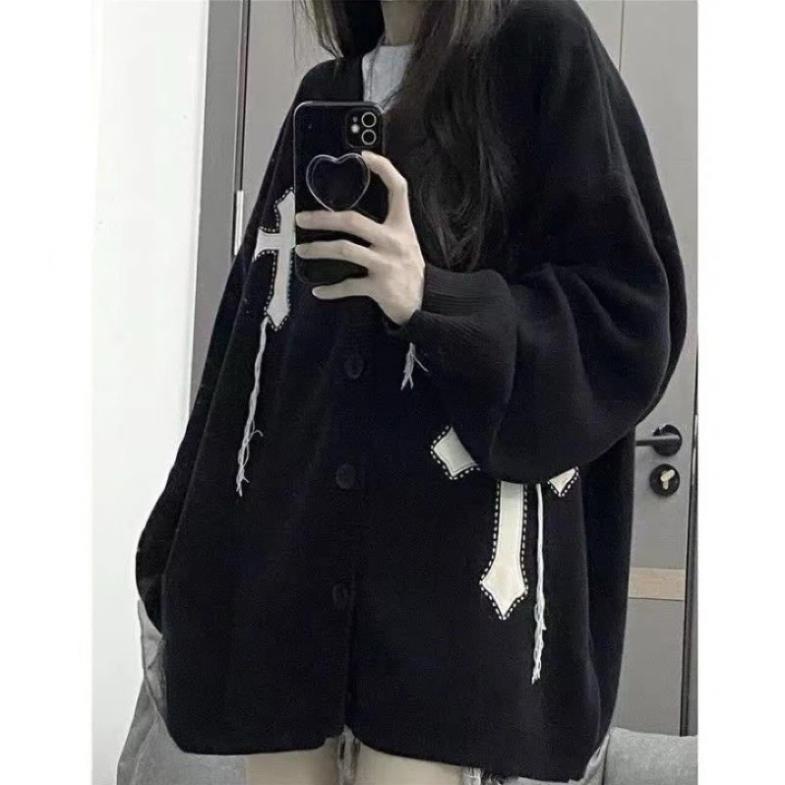 Áo Khoác Cardigan Dệt Kim Thánh Giá Unisex Tay Bồng❤️Áo Khoác Chữ Thập Mới