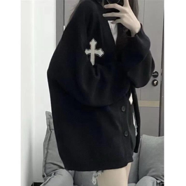 Áo Khoác Cardigan Dệt Kim Thánh Giá Unisex Tay Bồng❤️Áo Khoác Chữ Thập Mới