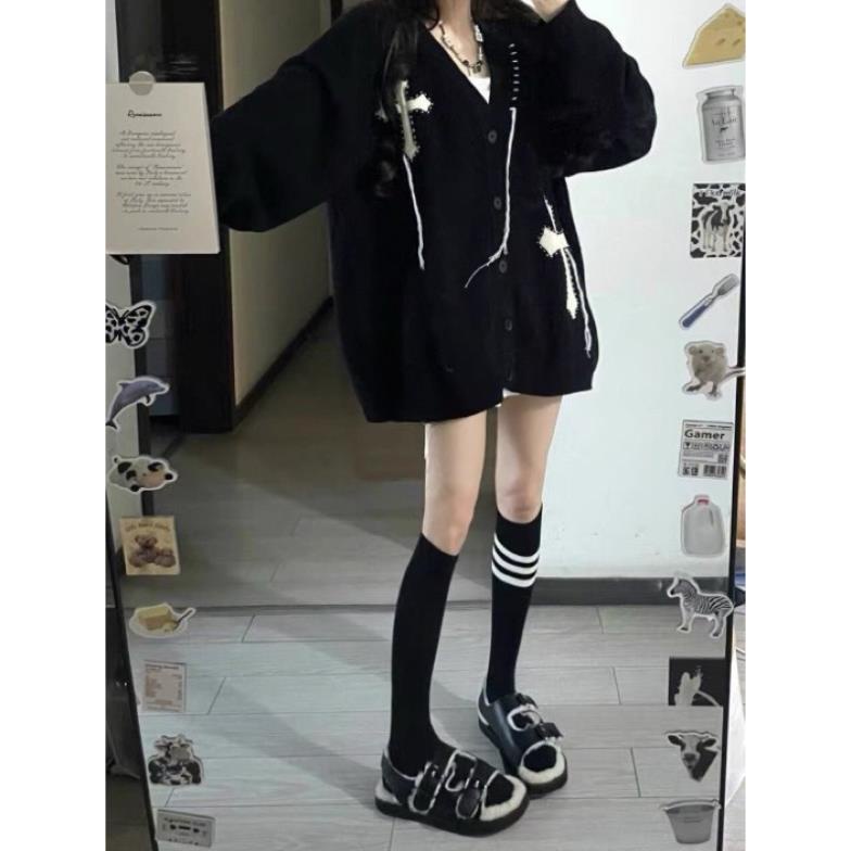 Áo Khoác Cardigan Dệt Kim Thánh Giá Unisex Tay Bồng❤️Áo Khoác Chữ Thập Mới