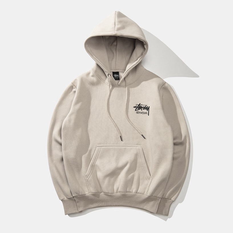 Áo thu đông hoodie basic dày unisex letter print felt hooded