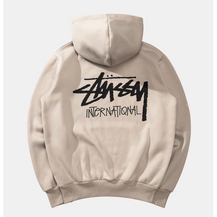 Áo thu đông hoodie basic dày unisex letter print felt hooded