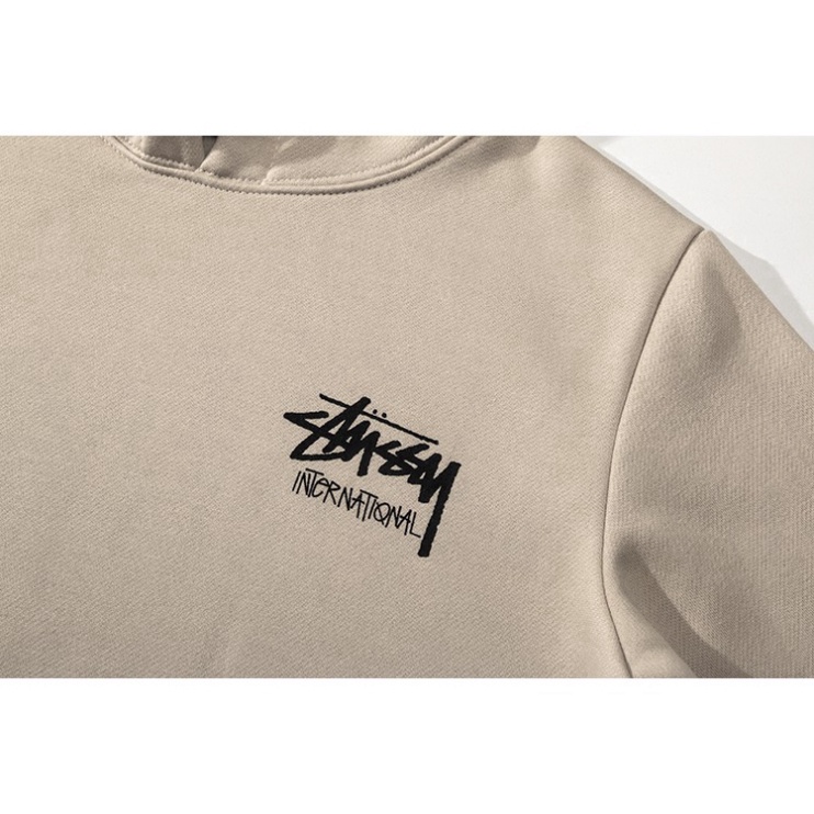 Áo thu đông hoodie basic dày unisex letter print felt hooded