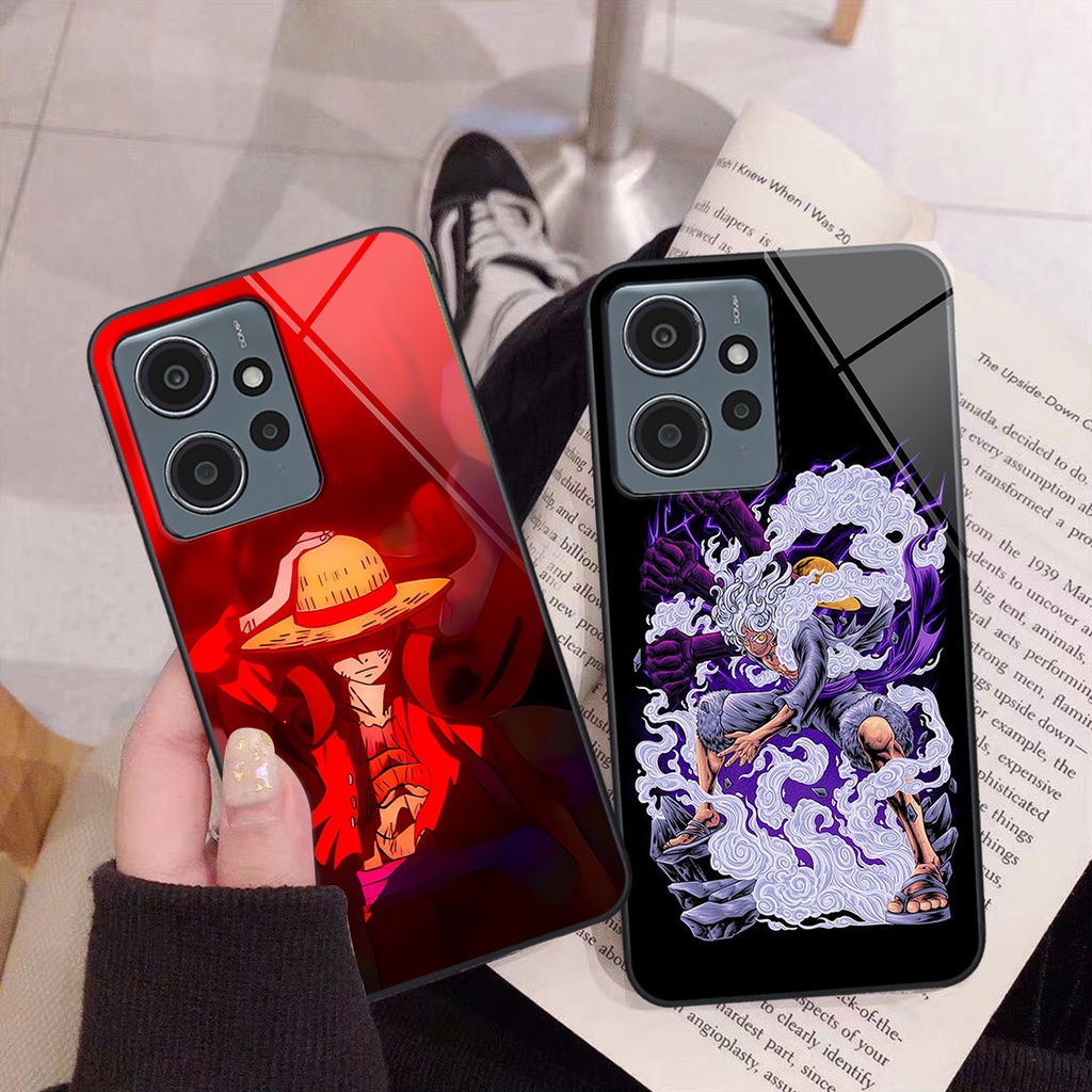 Ốp kính Xiaomi Redmi Note 12 / Redmi Note 12 5G / Redmi Note 12 Pro 5G in hình luffy mũ rơm, one piece siêu đẹp