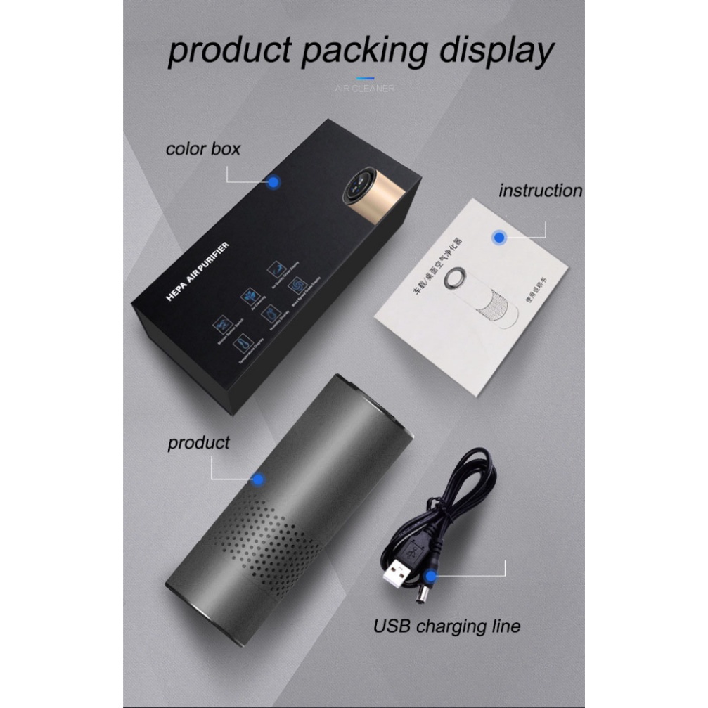 Máy lọc không khí ô tô thông minh, khử mùi, diệt khuẩn HEPA CAR AIRPURIFIER | BigBuy360 - bigbuy360.vn