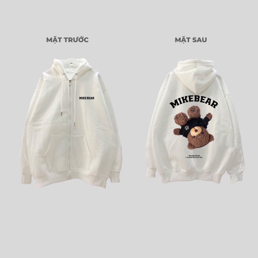 Áo Hoodie MikeBear chất liệu nỉ bông siêu ấm, Áo Hoodie Unisex Nam Nữ0