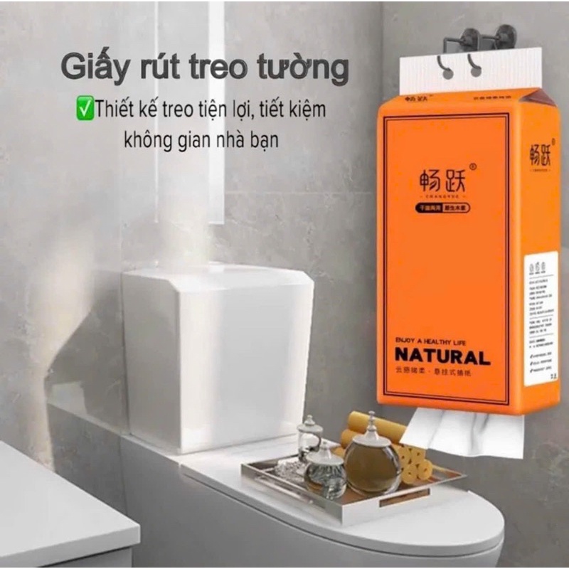 Túi giấy treo tường tiện lợi 1280 tờ nội địa Trung cao cấp, giấy vệ sinh treo tường 4 lớp bột gỗ nguyên sinh