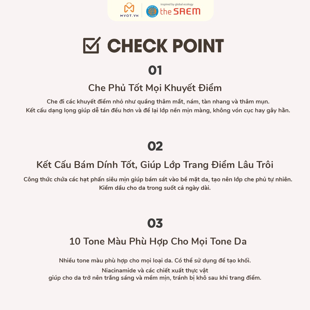 Kem che khuyết điểm The Saem Cover Perfection Tip Concealer Spf28 PA++  - Vamima