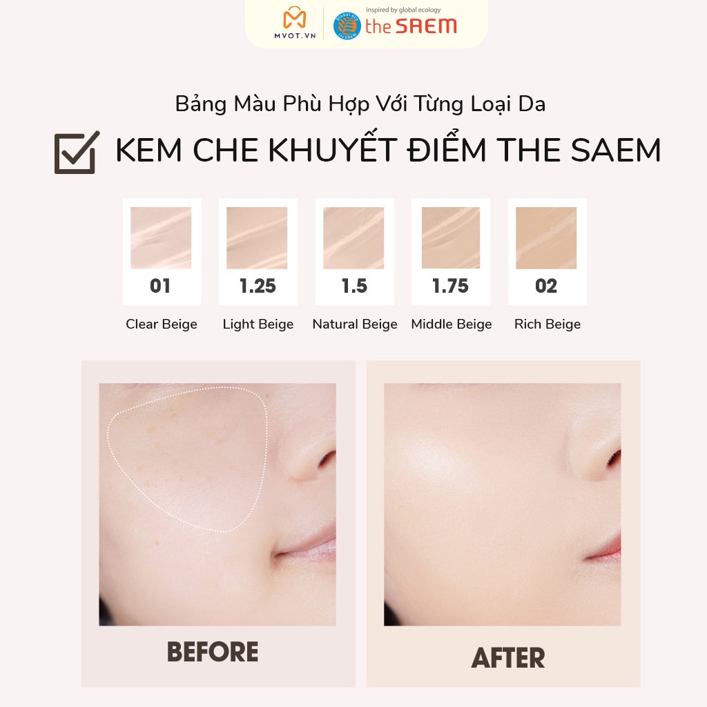 Kem che khuyết điểm The Saem Cover Perfection Tip Concealer Spf28 PA++  - Vamima