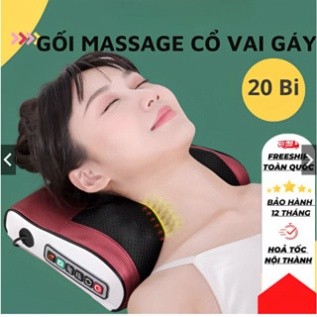 Gối Massage Cổ Vai Gáy hồng ngoại 20 bi đảo chiều, máy mát xa cổ vai gáy giảm đau nhức mỏi vai gáy toàn thân thư giãn
