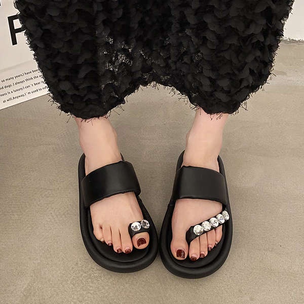 Dép Đế Dày Chống Trượt Đính Đá Thời Trang Dành Cho Nữ