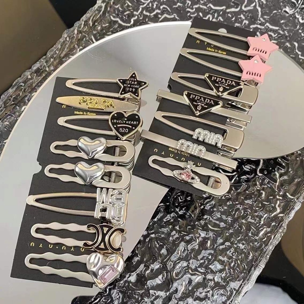 15 cái * kẹp tóc y2k bạc bên kẹp ngôi sao trái tim kẹp tóc mũ