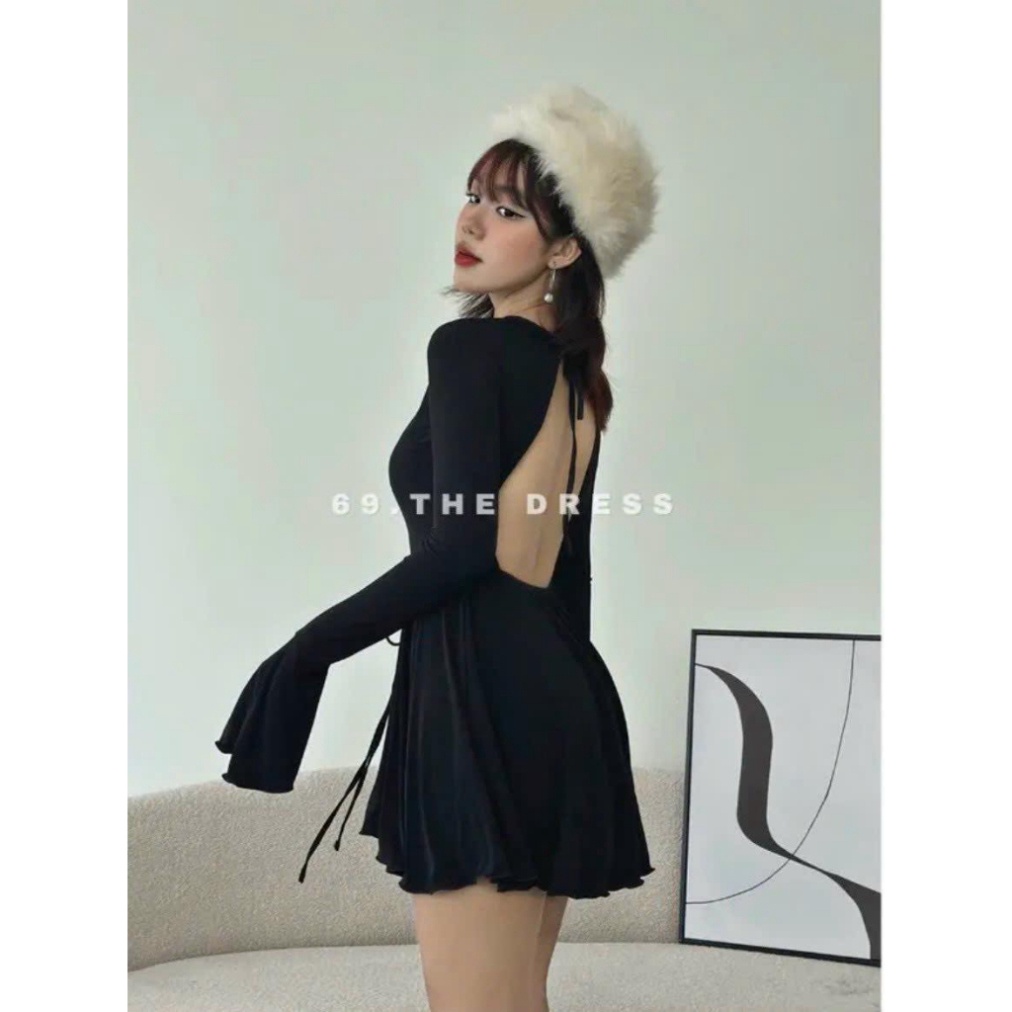 Đầm Body Dài Tay Thiết Kế Xòe Hở Lưng CC3457 GAR HỎA TỐC