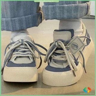 Giày sneaker nữ trắng dễ phối giản dị dành cho học sinh trong khuôn viên trường đế dày màu denim