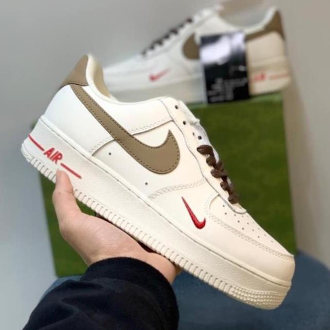 Giày thể thao Air Force 1 Low CREAM MŨI ĐEN, giày AF1 vạch nâu,Trắng kem xanh mũi đen năng động, cá tính