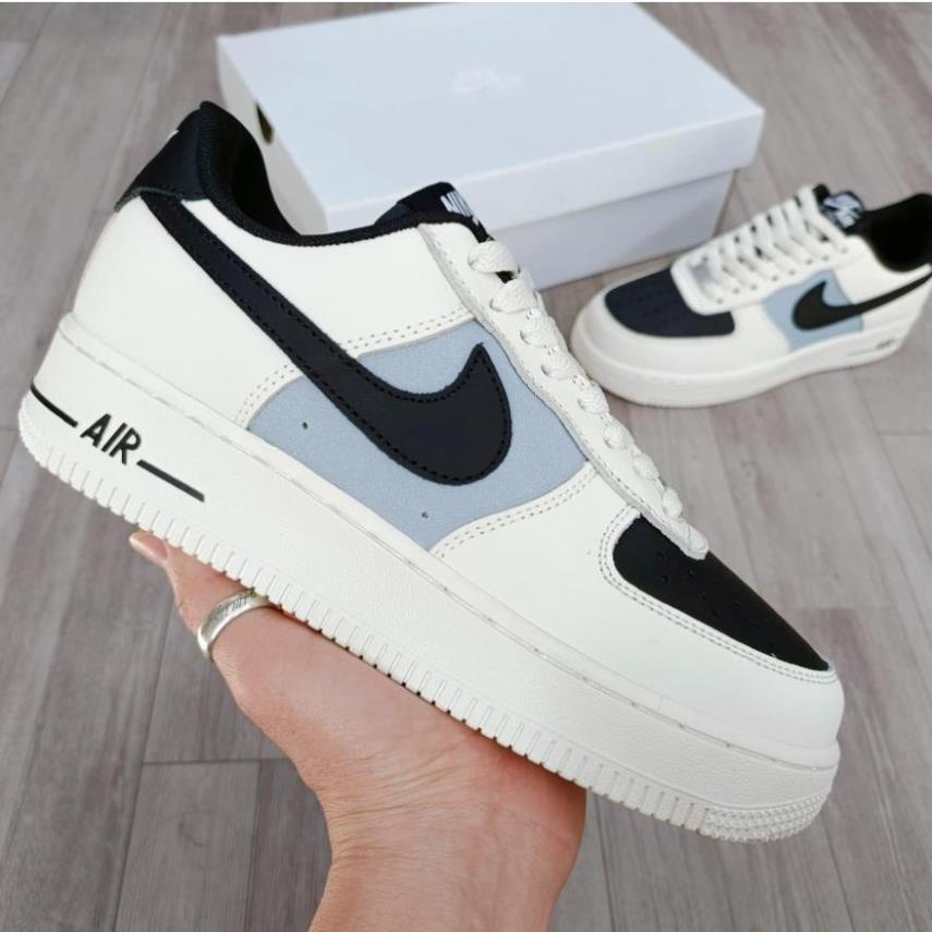 Giày thể thao Air Force 1 Low CREAM MŨI ĐEN, giày AF1 vạch nâu,Trắng kem xanh mũi đen năng động, cá tính