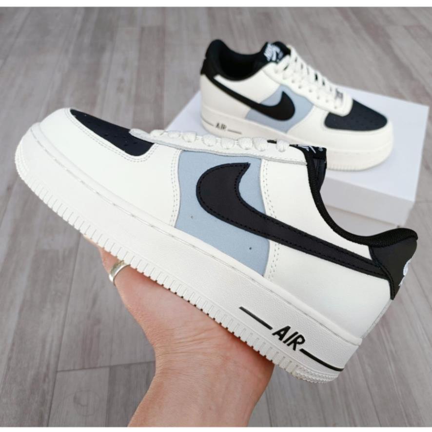 Giày thể thao Air Force 1 Low CREAM MŨI ĐEN, giày AF1 vạch nâu,Trắng kem xanh mũi đen năng động, cá tính