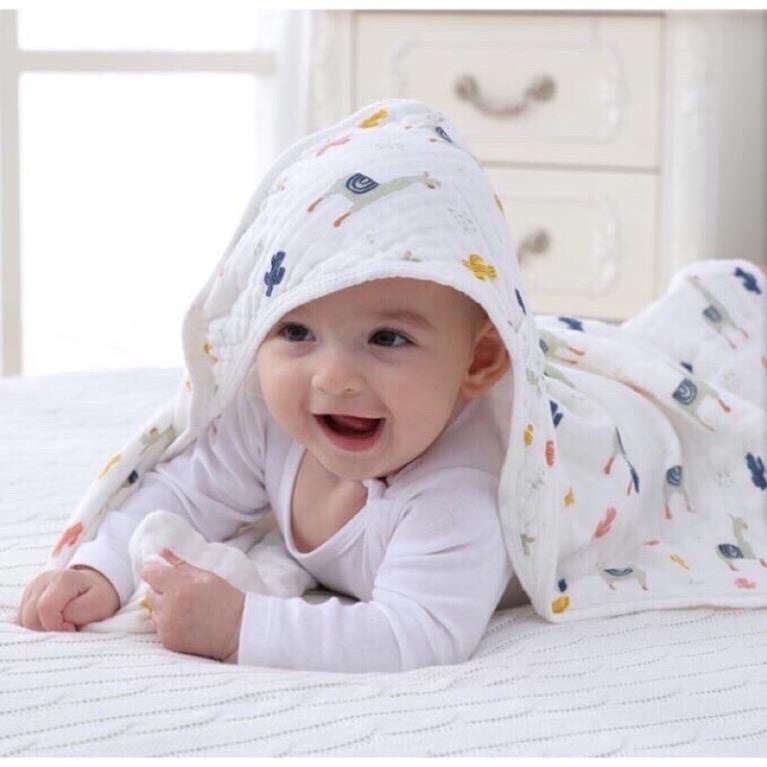 Khăn ủ cho bé sơ sinh, ủ choàng cho bé BECON có mũ, thoáng mát An Toàn Cho Bé