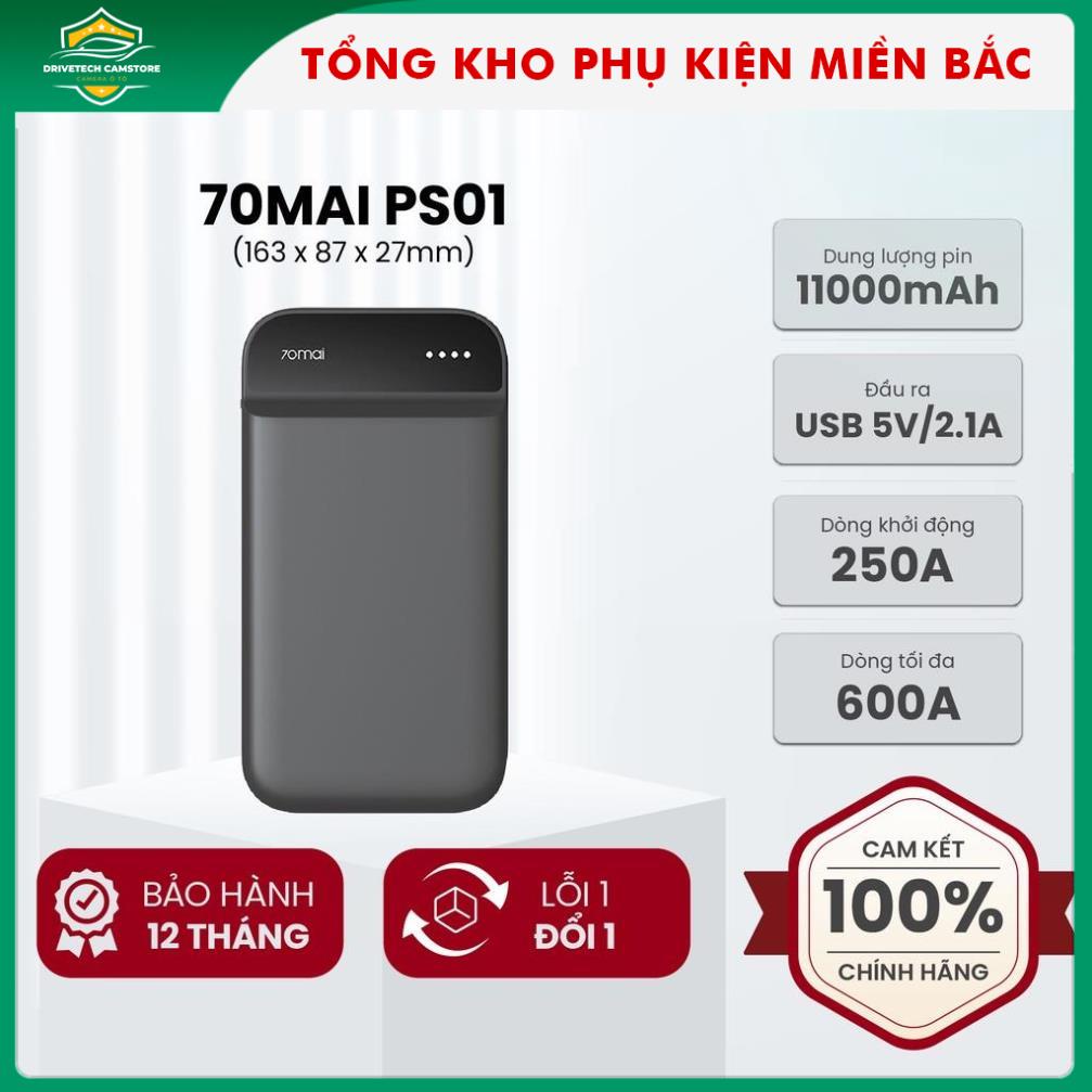 Bộ kích bình ắc quy ô tô 70mai MIDRIVE PS01 XIAOMI tích hợp sạc dự phòng dung lượng 11000 mAh.