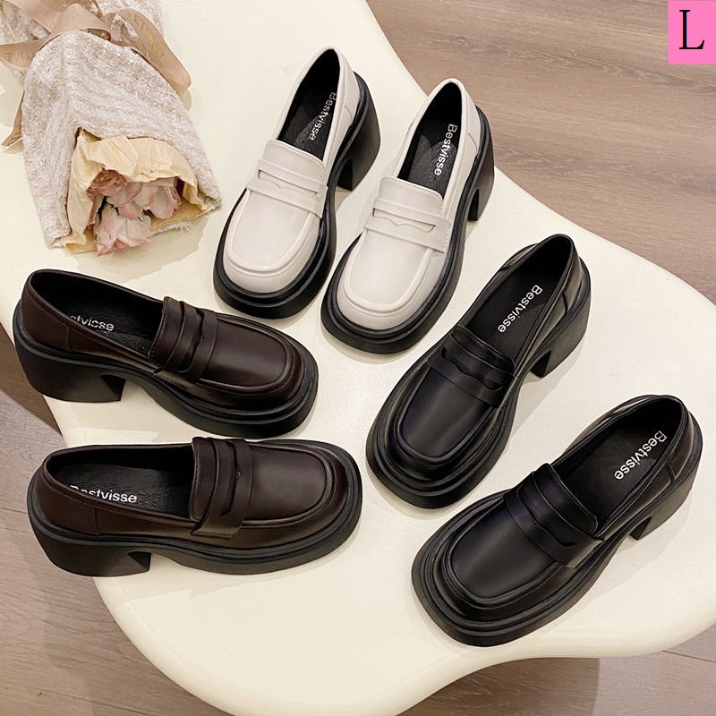 Giày Da Cao Gót Đế Dày Phong Cách Anh Quốc Thời Trang Mùa Xuân 2023 Cho Nữ