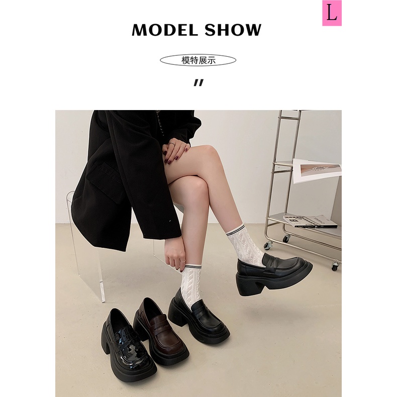 Giày Da Cao Gót Đế Dày Phong Cách Anh Quốc Thời Trang Mùa Xuân 2023 Cho Nữ