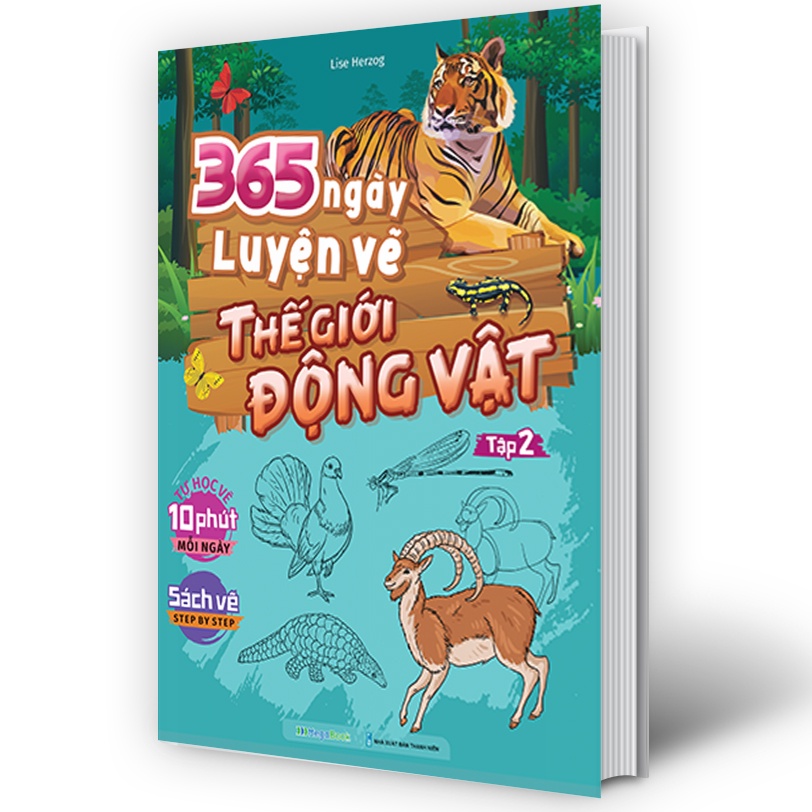 Sách tự học vẽ con vật 365 ngày luyện vẽ Thế Giới Động Vật Tập 2