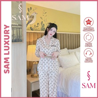 Bộ pijama lụa Sam luxury, bộ mặc nhà dài tay lụa cao cấp