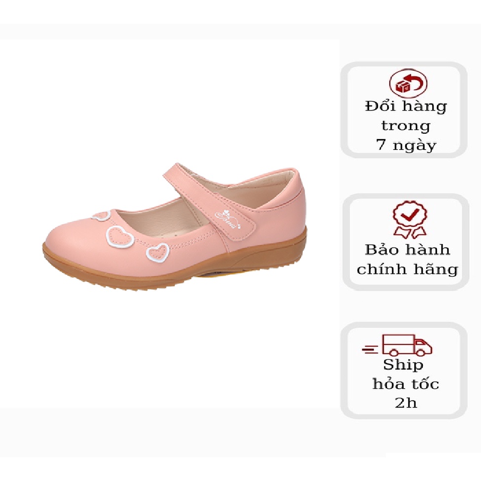 Giày Búp Bê Bé Gái quai dán mũi tròn gắn hoa BBG000388