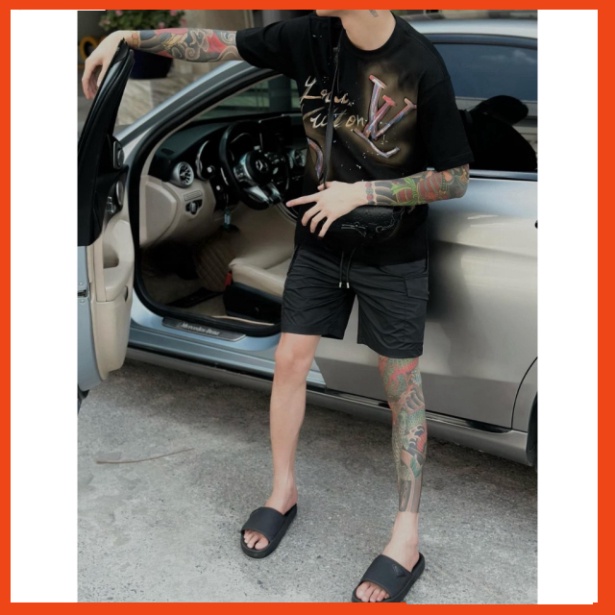 Áo phông LV hoa lá cành phối Màu họa tiết 3D 2 màu đen trắng  - Áo lv nam nữ siêu cấp vải cotton mịn 88