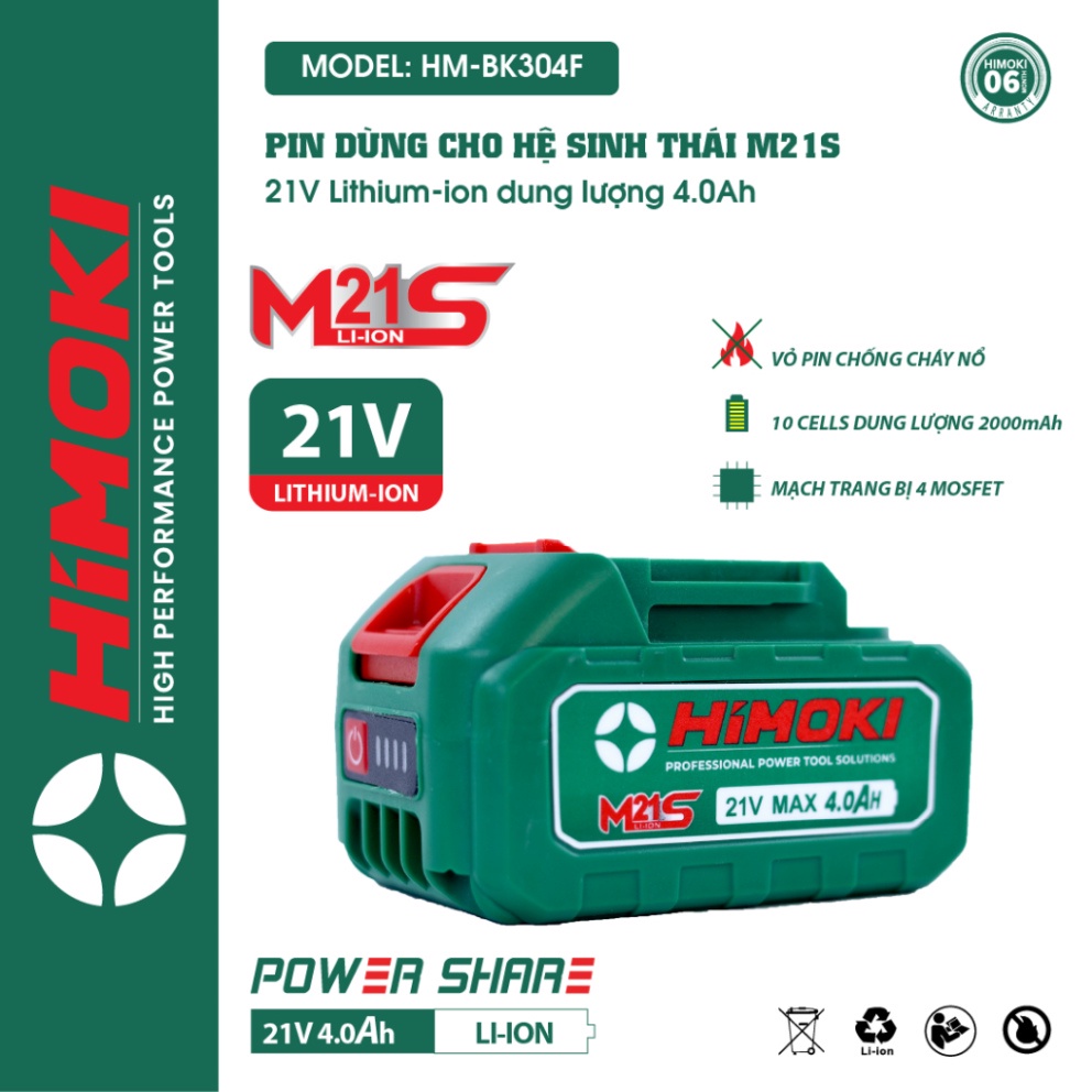 🌹FREESHIP🌹 Pin Himoki 10 Cell - 15 Cell Mạch 4 mosfet có đèn báo pin - Pin máy khoan, máy mài, máy siết bulong