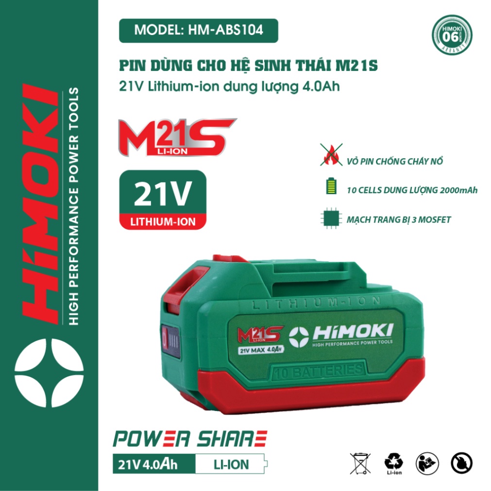 🌹FREESHIP🌹 Pin Himoki 10 Cell - 15 Cell Mạch 4 mosfet có đèn báo pin - Pin máy khoan, máy mài, máy siết bulong