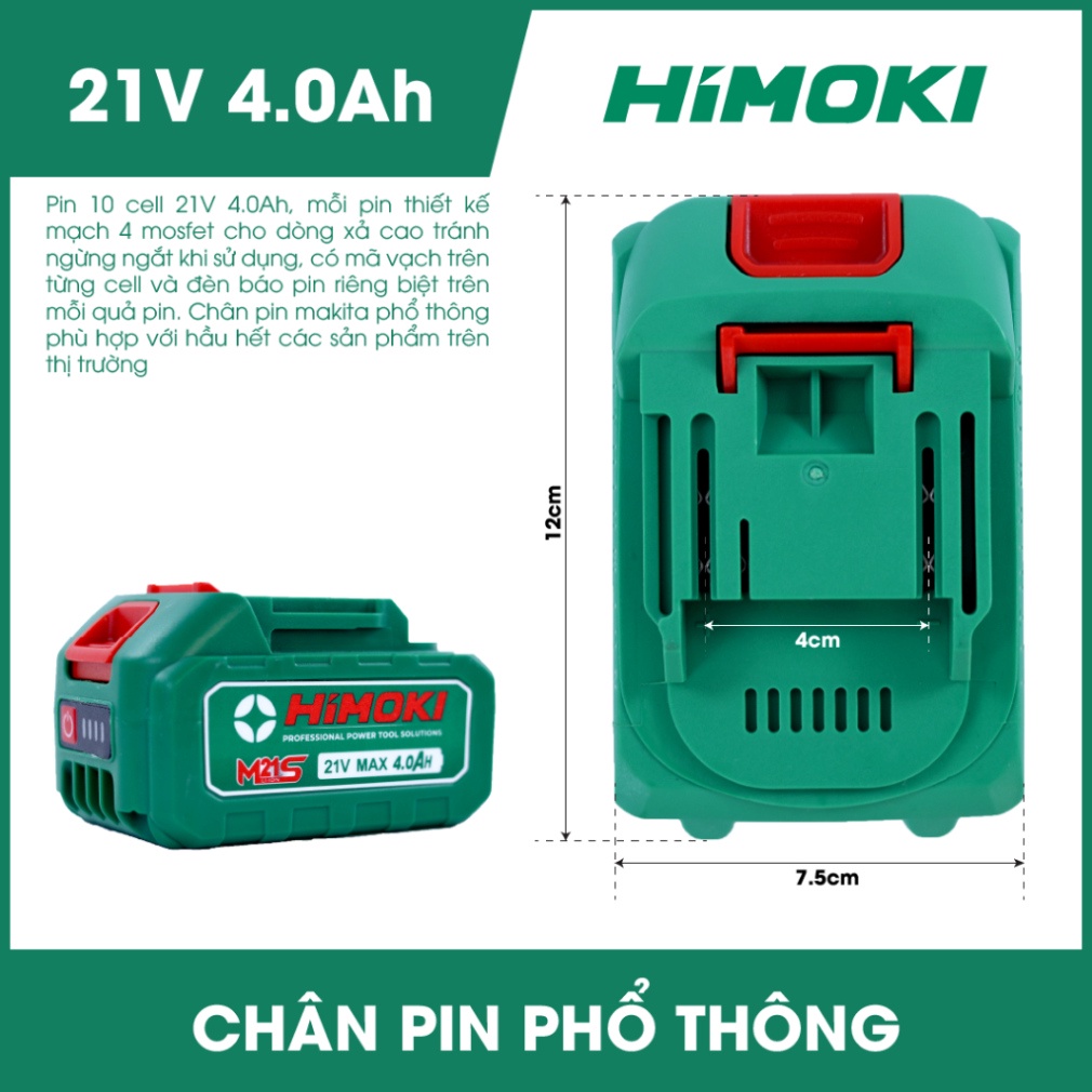 🌹FREESHIP🌹 Pin Himoki 10 Cell - 15 Cell Mạch 4 mosfet có đèn báo pin - Pin máy khoan, máy mài, máy siết bulong