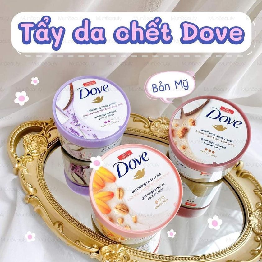 Tẩy Tế Bào Chết Dove Exfoliating Body Polish Scrub tẩy da chết, dưỡng ẩm toàn thân 298g - HANA