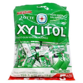 Kẹo cao su gói lotte xylitol lime mint/ blueberry mint 60 chiếc/ xylitol xanh/ xylitol tím shop bố ớt