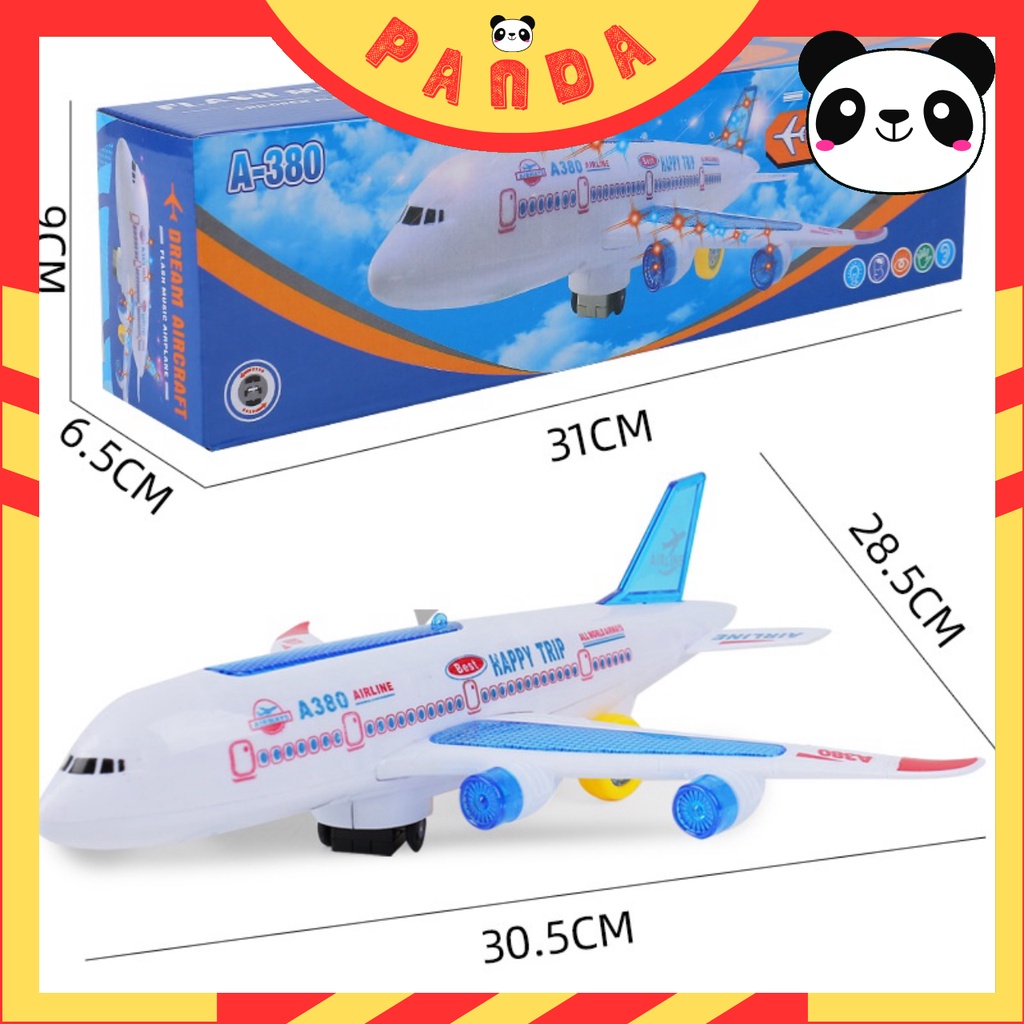 Đồ chơi máy bay chạy pin phát nhạc phát sáng xoay 360 độ cho bé khám phá PANDA TOYS
