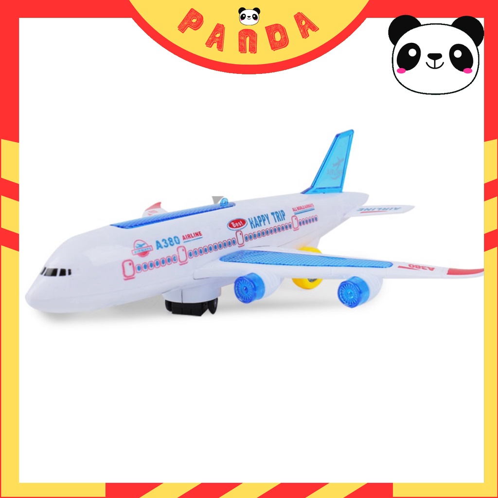 Đồ chơi máy bay chạy pin phát nhạc phát sáng xoay 360 độ cho bé khám phá PANDA TOYS