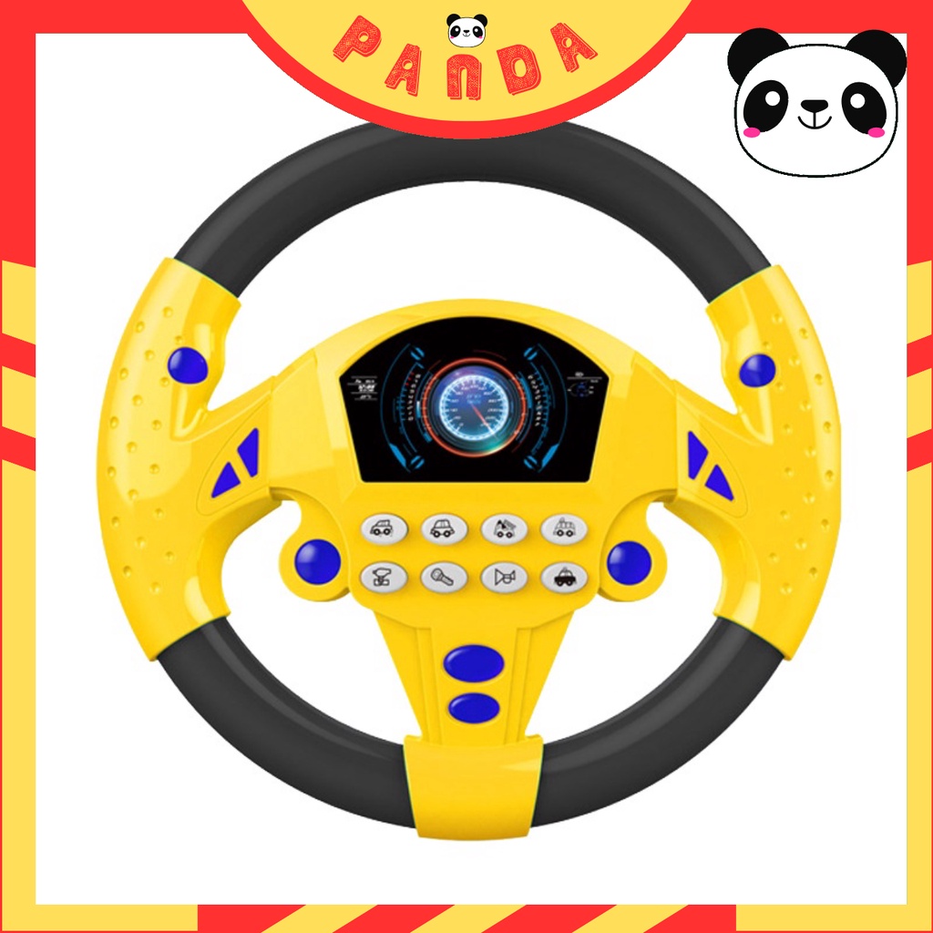 Đồ Chơi Mô Hình Vô Lăng Có Nhạc Và Đèn Gắn Xe ôtô, Mặt Phẳng Trong Nhà Xoay 360 Cho Bé PANDA TOYS