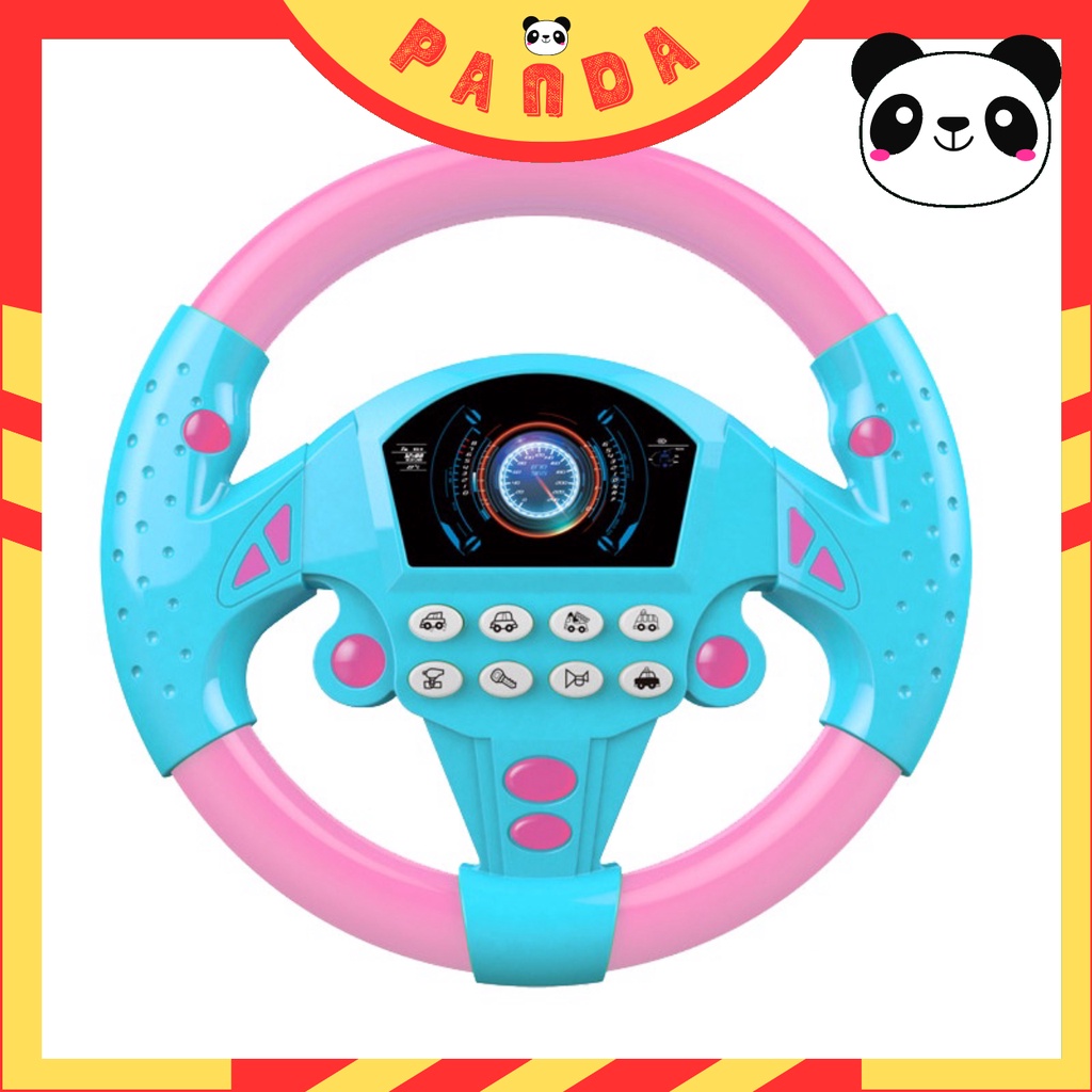 Đồ Chơi Mô Hình Vô Lăng Có Nhạc Và Đèn Gắn Xe ôtô, Mặt Phẳng Trong Nhà Xoay 360 Cho Bé PANDA TOYS