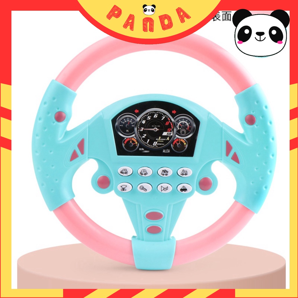 Đồ Chơi Mô Hình Vô Lăng Có Nhạc Và Đèn Gắn Xe ôtô, Mặt Phẳng Trong Nhà Xoay 360 Cho Bé PANDA TOYS