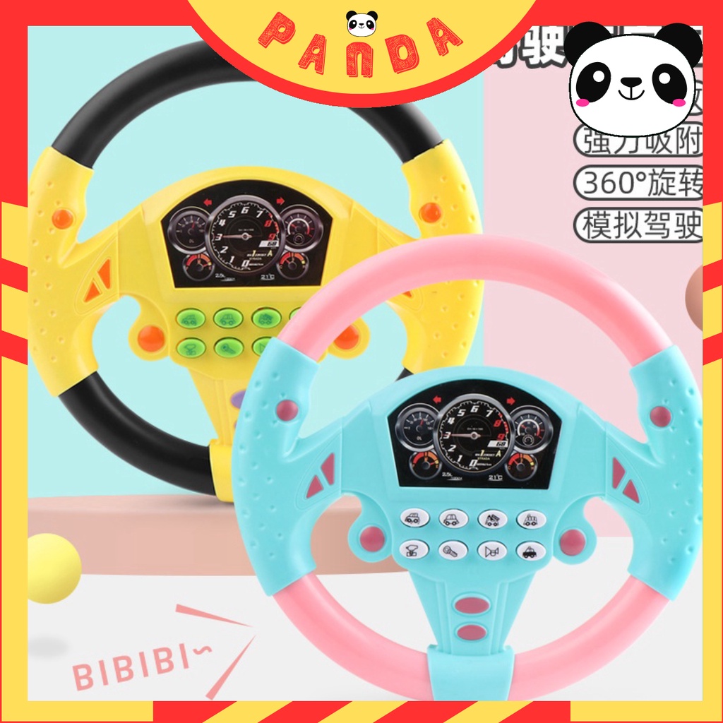 Đồ Chơi Mô Hình Vô Lăng Có Nhạc Và Đèn Gắn Xe ôtô, Mặt Phẳng Trong Nhà Xoay 360 Cho Bé PANDA TOYS