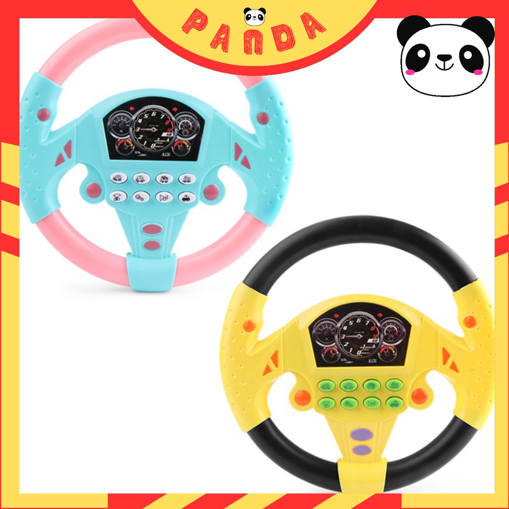 Đồ Chơi Mô Hình Vô Lăng Có Nhạc Và Đèn Gắn Xe ôtô, Mặt Phẳng Trong Nhà Xoay 360 Cho Bé PANDA TOYS