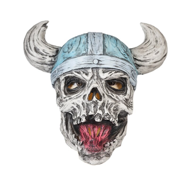 Kinh dị Viking Skull Mặt nạ người lớn Halloween Pirate Cosplay Mặt nạ cao su