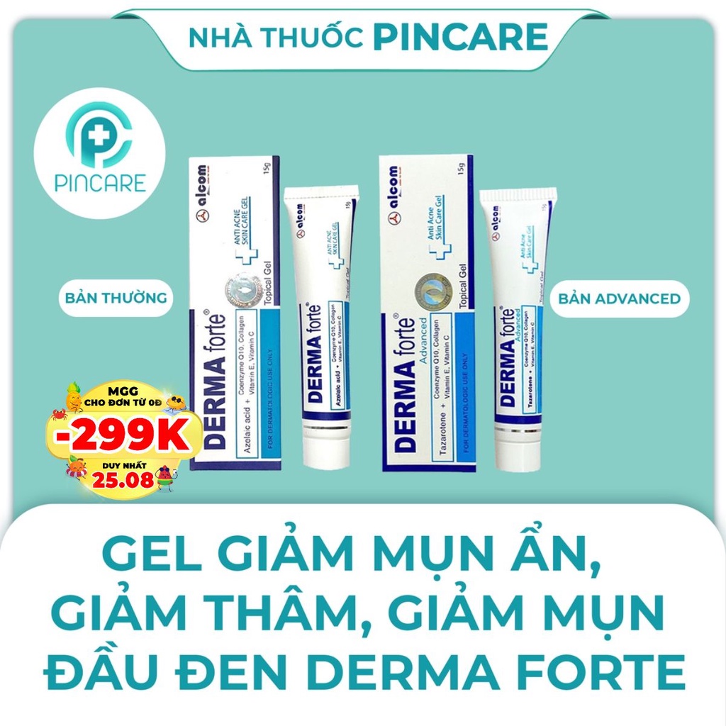 Derma Forte Gel 15g và Derma Forte Advanced 15g Giảm mụn giảm thâm mụn - Derma Forte Chính hãng - Nhà thuốc PinCare