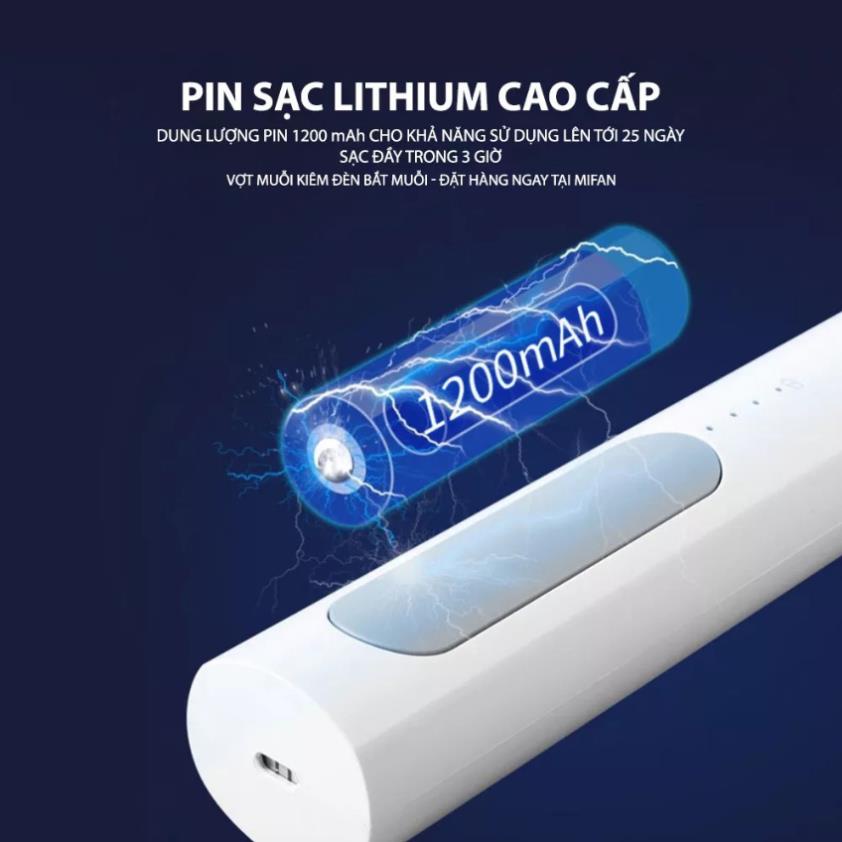 Vợt Muỗi Thông Minh Kiêm Đèn Ngủ 2in1 Ánh Sáng Xanh, Máy Bắt Côn Trùng Tự Động Dung Lượng Pin 1200mAH, Bảo Hành 12 Tháng