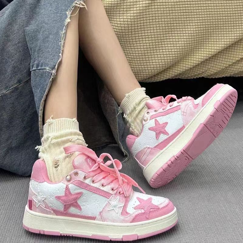 Giày Sneaker Đế Dày Màu Xanh Lá Cây Họa Tiết Ngôi Sao Năm 2023 Cho Nam Và Nữ niche